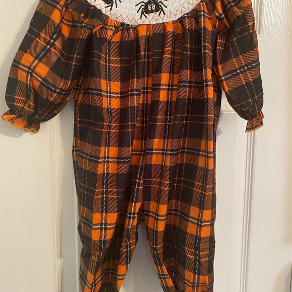New Smocked Halloween Bubble Romper - Picture 5 of 6